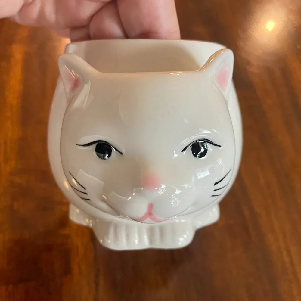 Ceramic Cat Shaped White Kitty Coffee Tea Mug